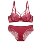 Новое нижнее белье, ультратонкий прозрачный комплект нижнего белья без губки с большой грудью, маленький кружевной комплект нижнего белья, женский сексуальный комплект с бюстгальтером