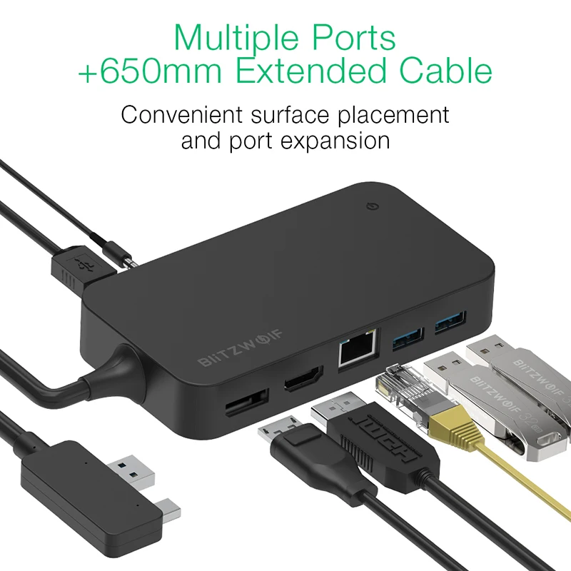 BlitzWolf BW TH7 7 в 1 внешняя фотография с USB 3 0/USB2.0 5 постоянного тока RJ45 гигабитный Ethernet DP