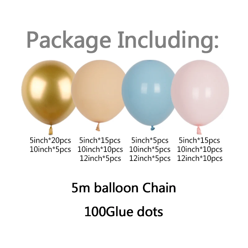 107 шт шаров гирлянды арочный комплект розовый синий хром воздушный шар для