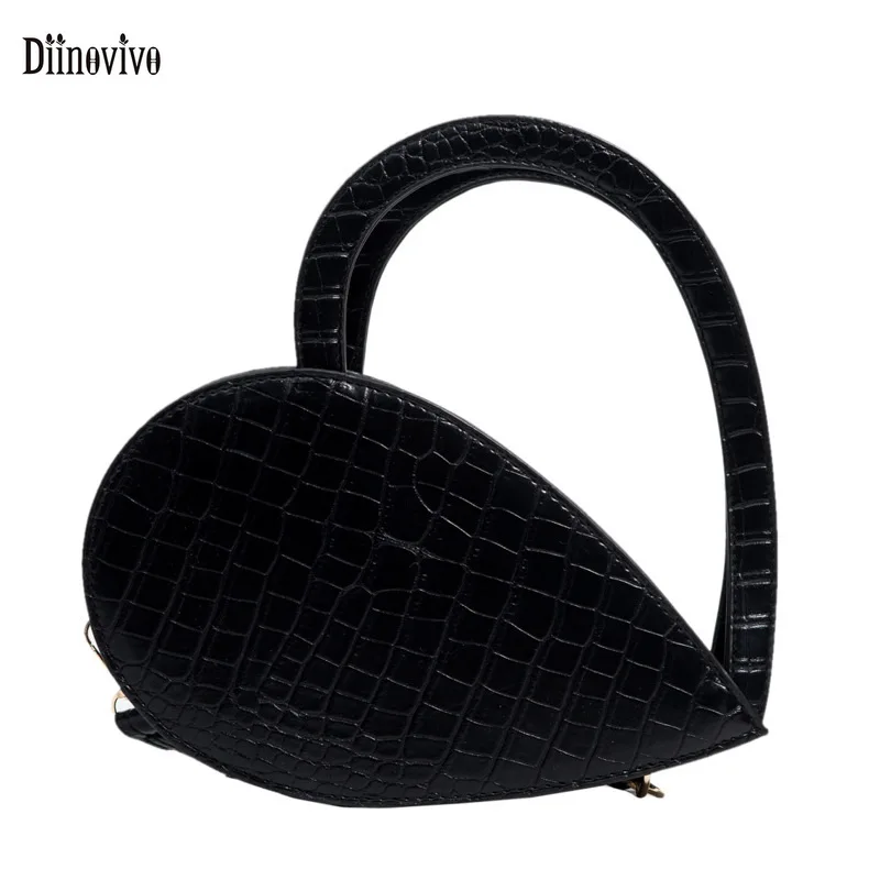 

Diinovivo New 2022 Spring Crocodile Female Crossbody Bag For Women Handbag Love Shape Hollow Out Designer Shoulder Bags WHDV2029