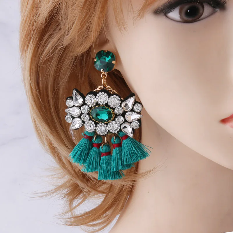 NeeFu WoFu Rhinestone Earrings Tassel Crystal Big butterfly Earring Large Long Brinco Ear Accessories Oorbellen Christmas Gift | Украшения