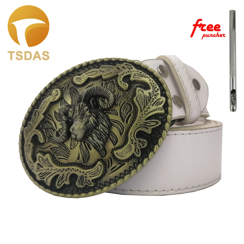 

Western Bull Ox Men's Belt Buckle with Leather Belt As Men's Business Gift