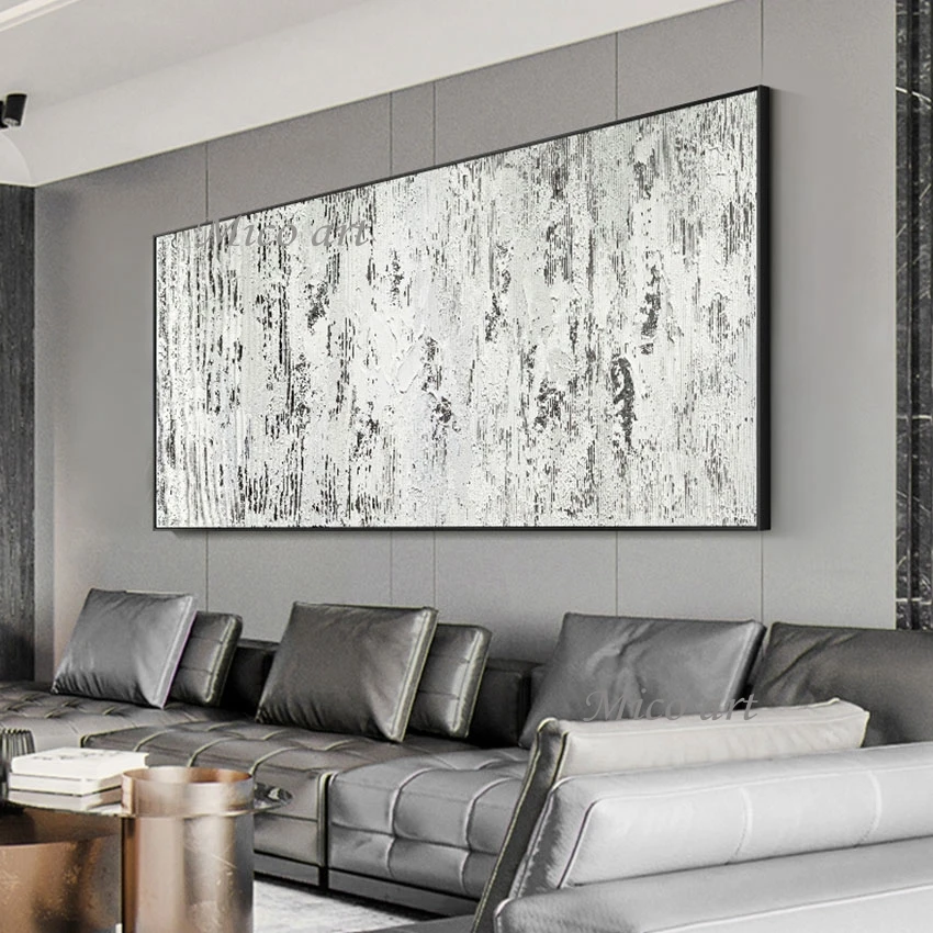 Простой черно-белый абстрактный дизайн Настенная картина маслом холст большой