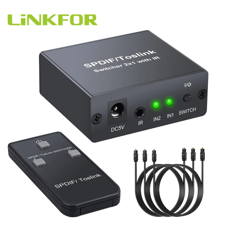 LiNKFOR 2x1 SPDIF Toslink переключатель с ИК пультом дистанционного управления Поддержка