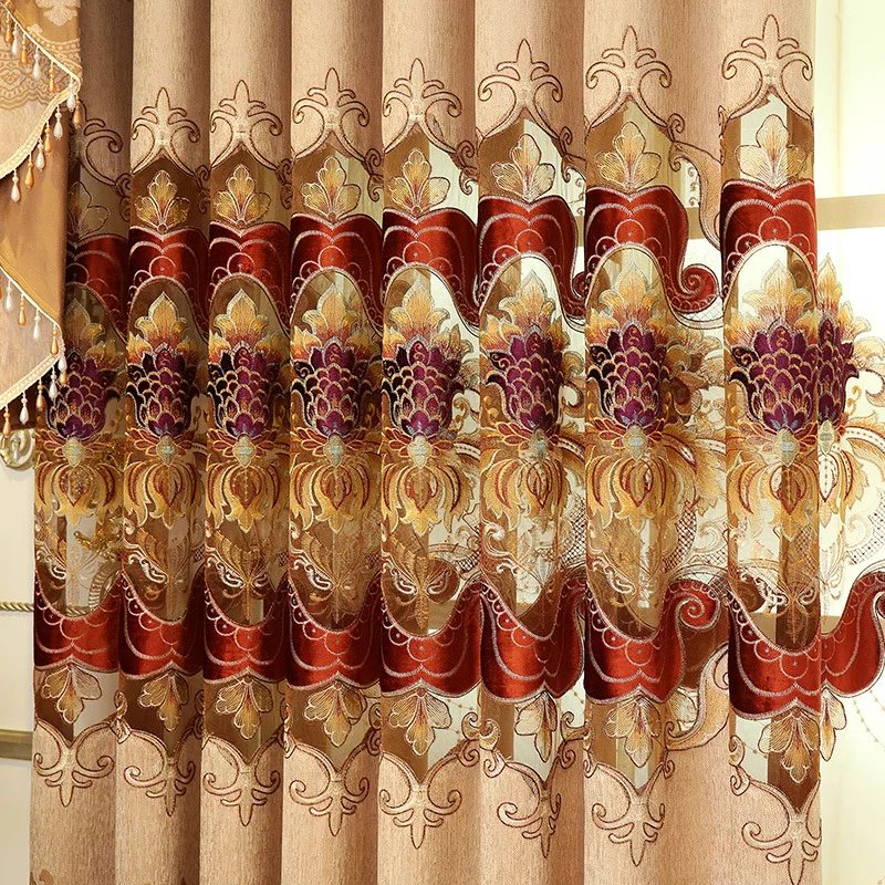 Роскошный вышитый занавес для гостиной полу затененный пол занавески спальни