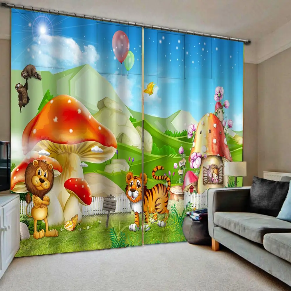 

cartoon curtains 3D Blackout Curtains Living Room Bedroom Hotel Window curtains kids curtains animal park