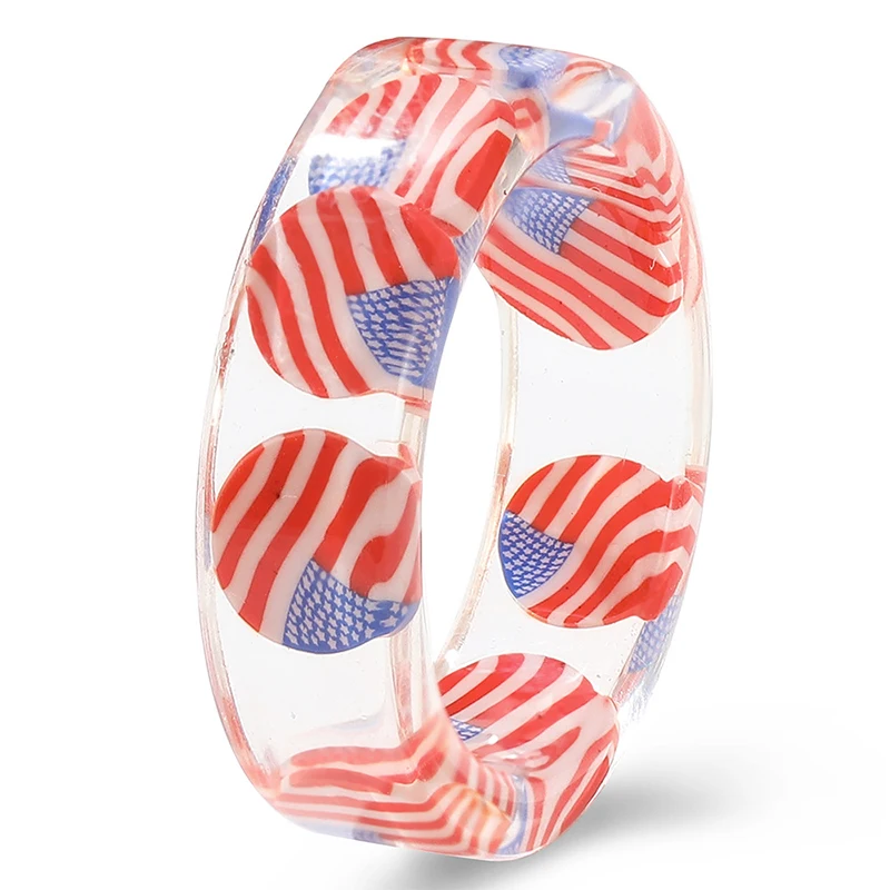 

Bohemia Summer Fruit Transparent Resin Acrylic Ring for Women Girls New Design Strawberry Lemon Finger Jewelry Party Gifts New