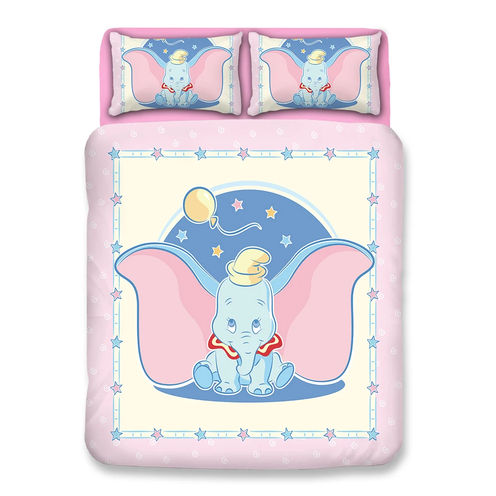 

Cartoon Dumbo Bedding Sets Boy/Girls Single double Twin king queen Kids luxury Duvet Cover Set Pillowcases star pink bedclothes