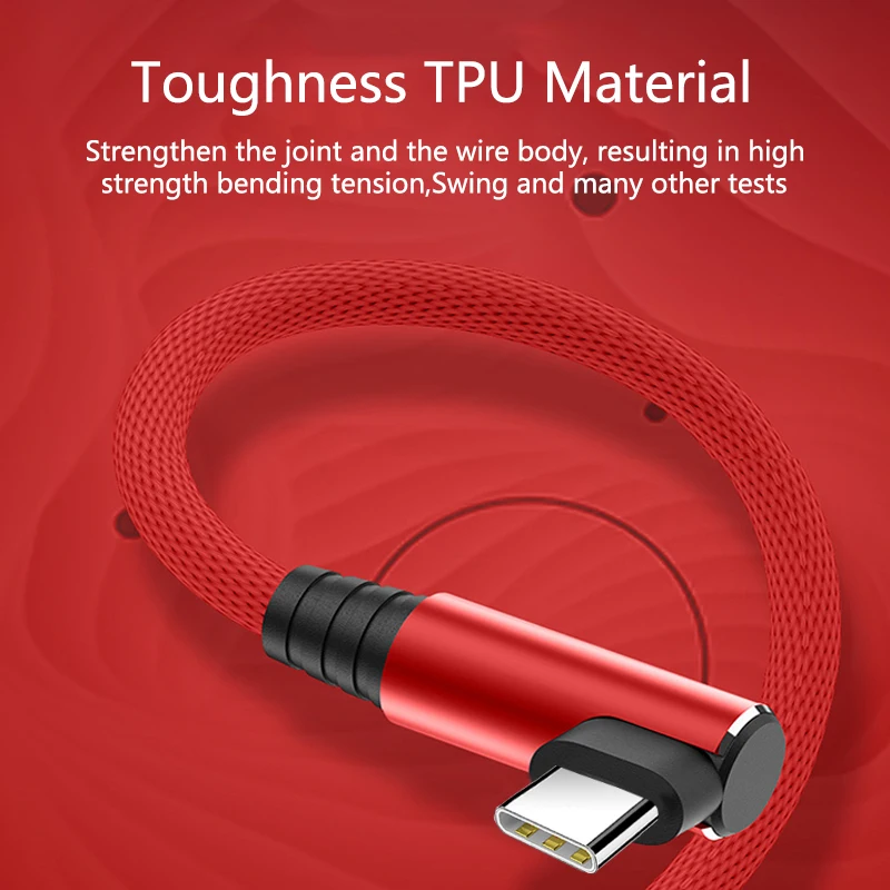 2.1A USB Type C Micro кабель 90 градусов с нейлоновой оплеткой 1 м для быстрой зарядки Samsung s8