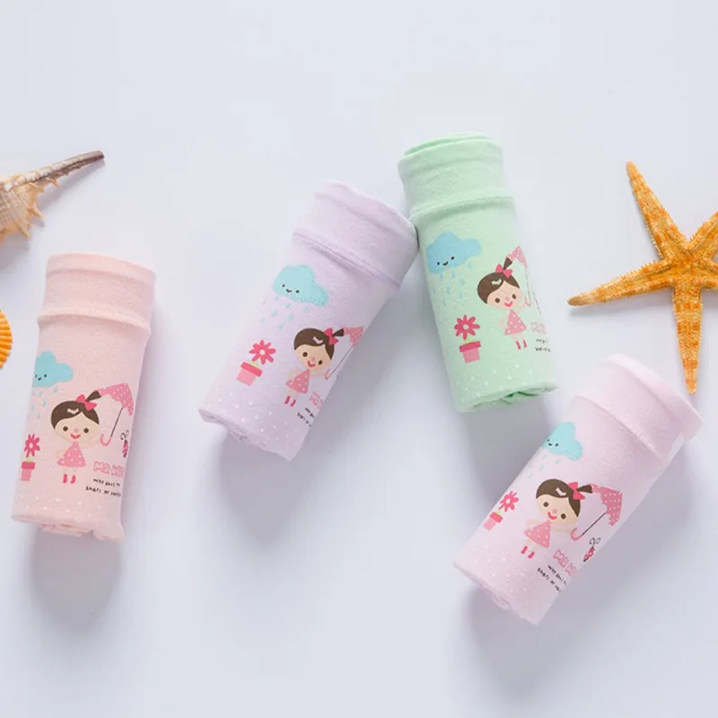 

4pcs/set Young Girls Underwear Teenage Underpants Children Cotton Boxer Briefs Cute Children Kids Baby Panties 2-15T