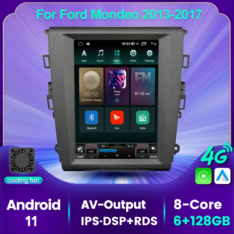 Автомобильная Мультимедийная магнитола HD-экран 768X1024 Android 11 6 граммов 128 гр. 2013 для