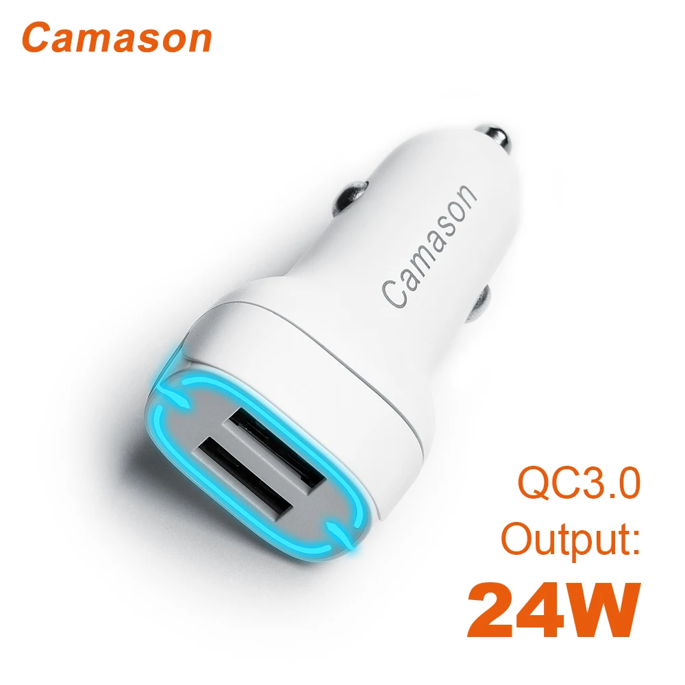 Автомобильное быстрое зарядное устройство Camason USB 24 Вт, зарядка для iphone, Xiaomi, Huawei, телефона QC3.0, адаптер для быстрой зарядки 12 В, продукты