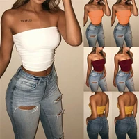 sexy tank top female cami white black cropped vest backless summer clothes women strapless off shoulder tube top shortened