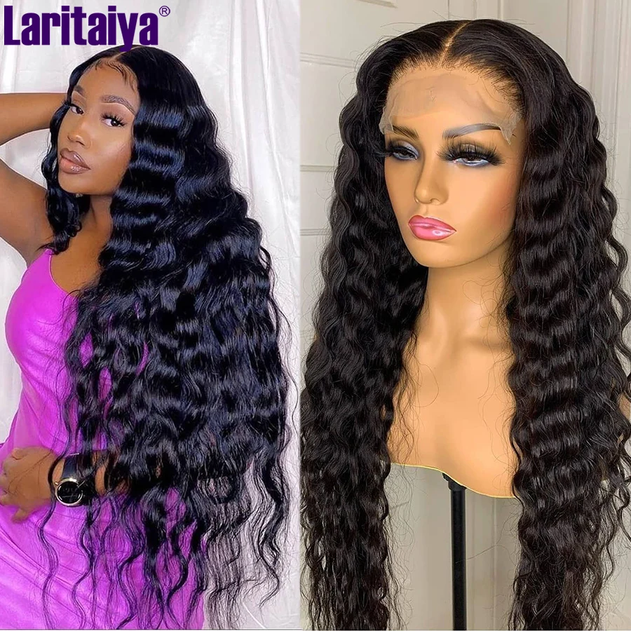 Loose Deep Wave Lace Front Wig 5x5 HD Lace Closure Human Hair Wig Peruvian Deep Curly Human Hair Lace Wigs For Women 30 Inch