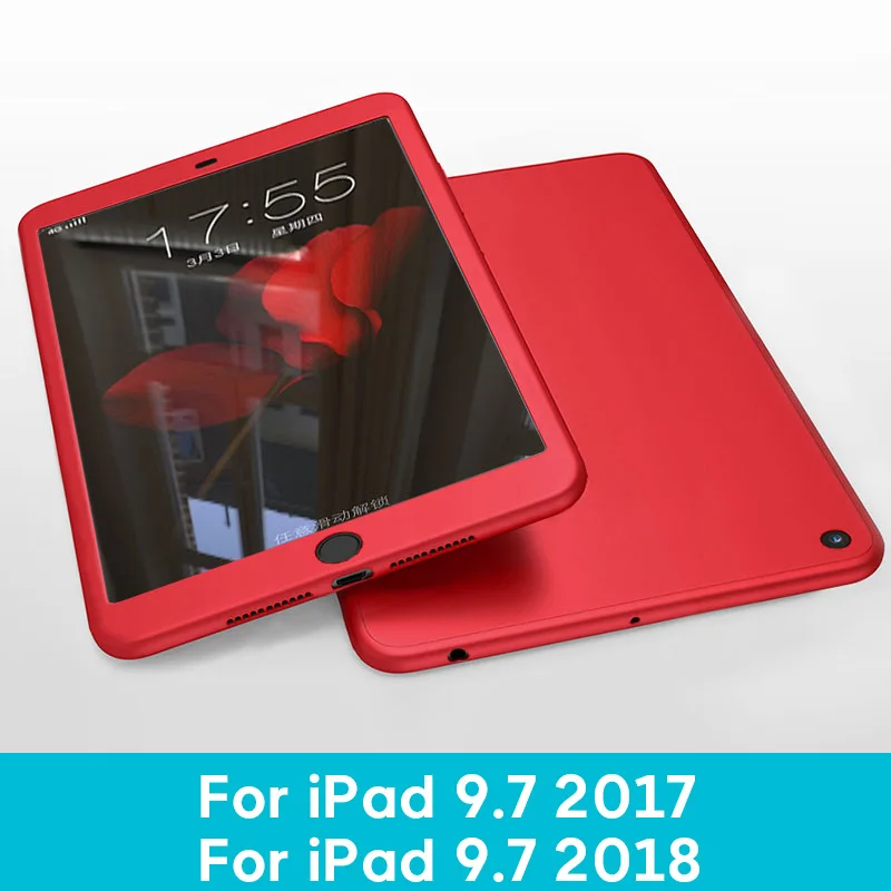 9.7 2017 2018 RD Чехол для iPad Air 1 2 3 iPad mini 4 5 для iPad Pro 10,5 силиконовый 360 всего тела крышка+ Стекло для iPad 9,7 5th 6th чехол - Цвет: 9.7 2017 2018 RD
