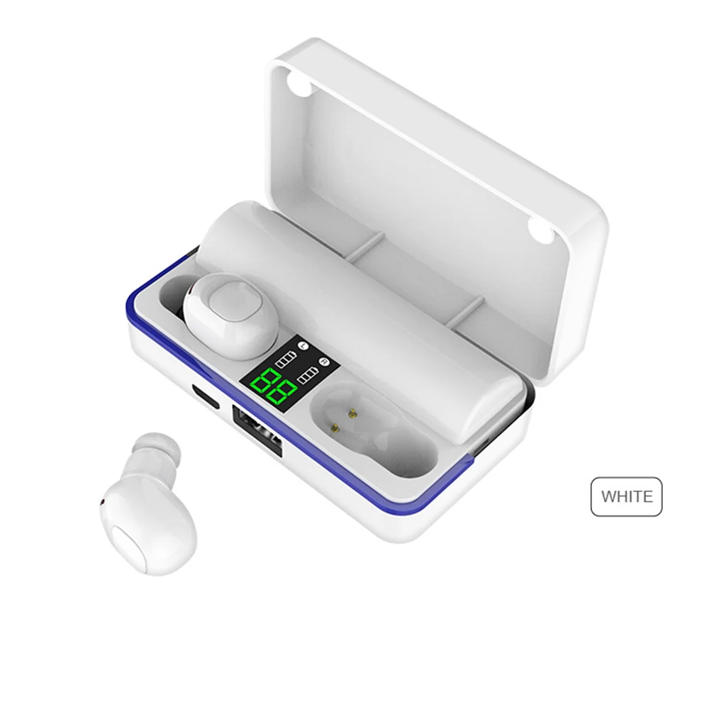 W12, TWS, Bluetooth 5,0, беспроводная гарнитура, наушники, мини наушники, HIFI звук, наушники в ухо, 1800 мАч, Powerbank с микрофоном для телефона - Цвет: white
