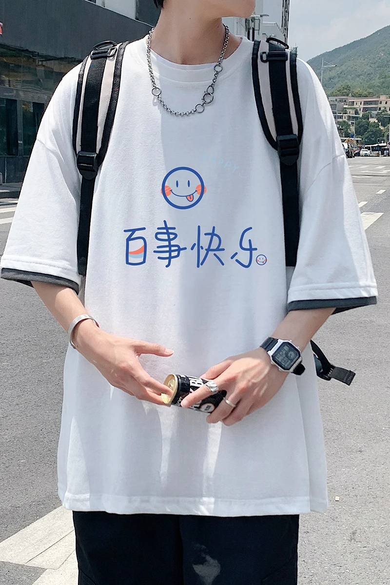 

Short-Sleeved T-shirt Men's Summer 2021 New Loose Ins Trendy Printed Ice Feeling Half-Sleeve T-shirt