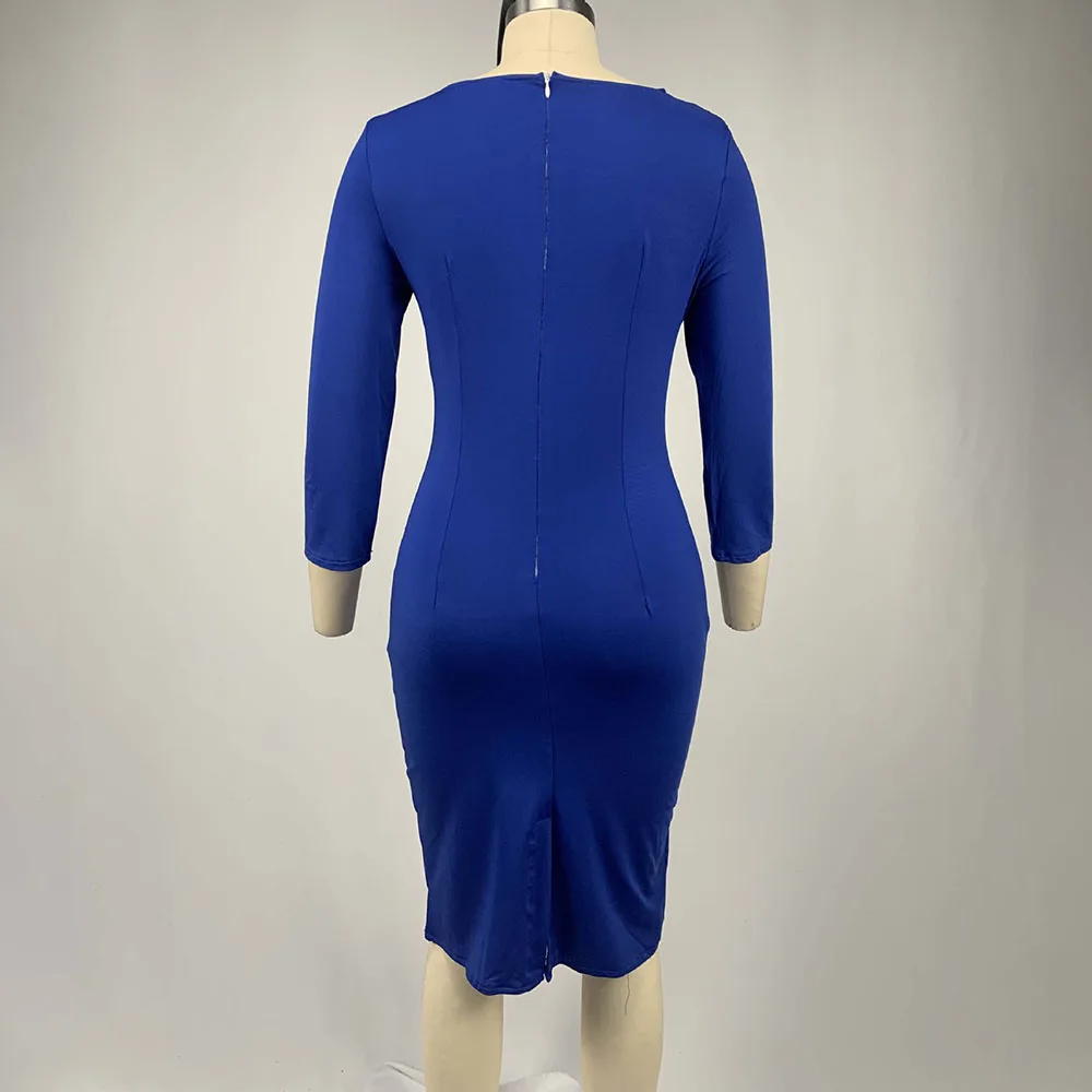 

Office Lady Fashion Temperament Ladies Dress 20221 Spring Summer Casual Oversize African Printing Color Contrast Round Neck