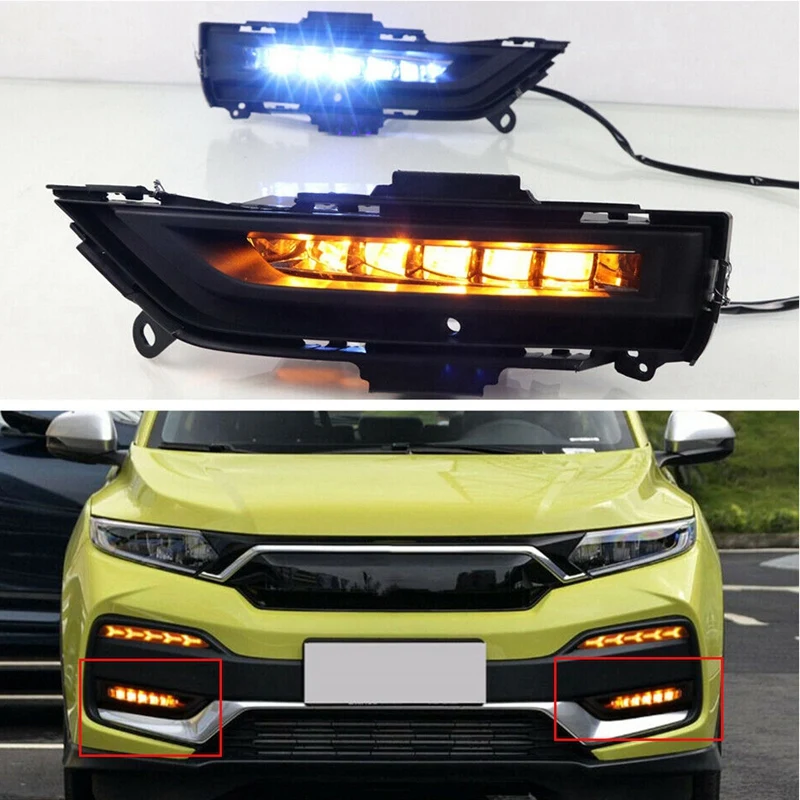 

2 шт. LED для Honda XR-V XRV 2019-2020 дневные ходовые огни светильник DRL Противотуманные лампы сигнала поворота Автомобильные аксессуары