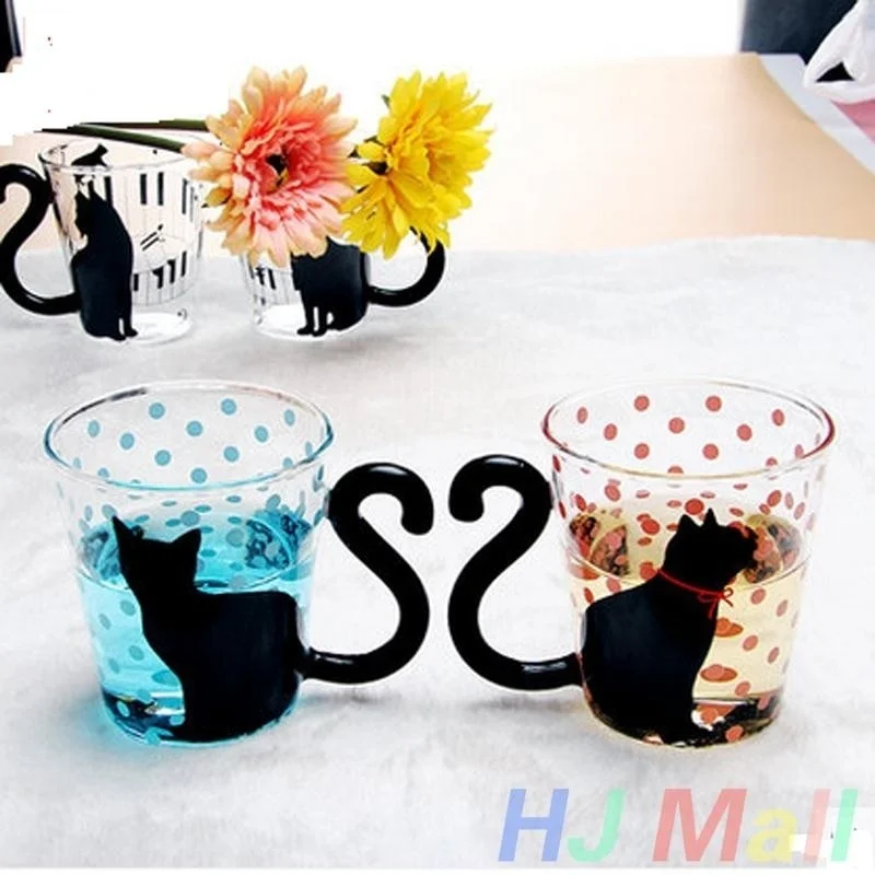 Творческий с рисунком котa из мультфильма Стекло прозрачные Питьевая кружка Чай