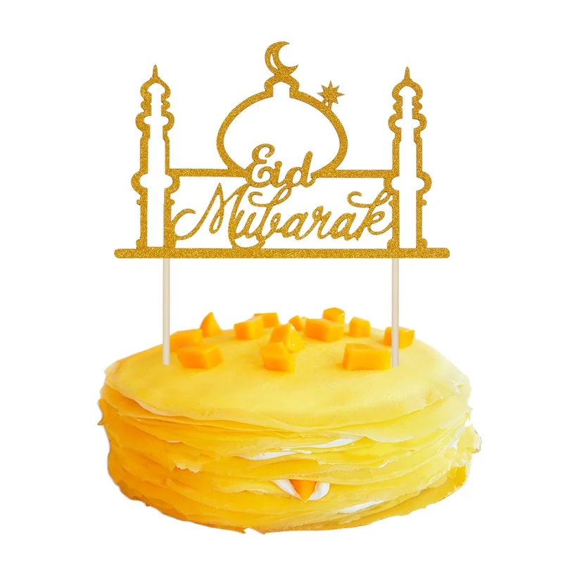 

1PCS Eid Mubarak Cake Toppers Unique Cupcake Ornament Picks Cake Decorations Dessert Adornment for Party Festival