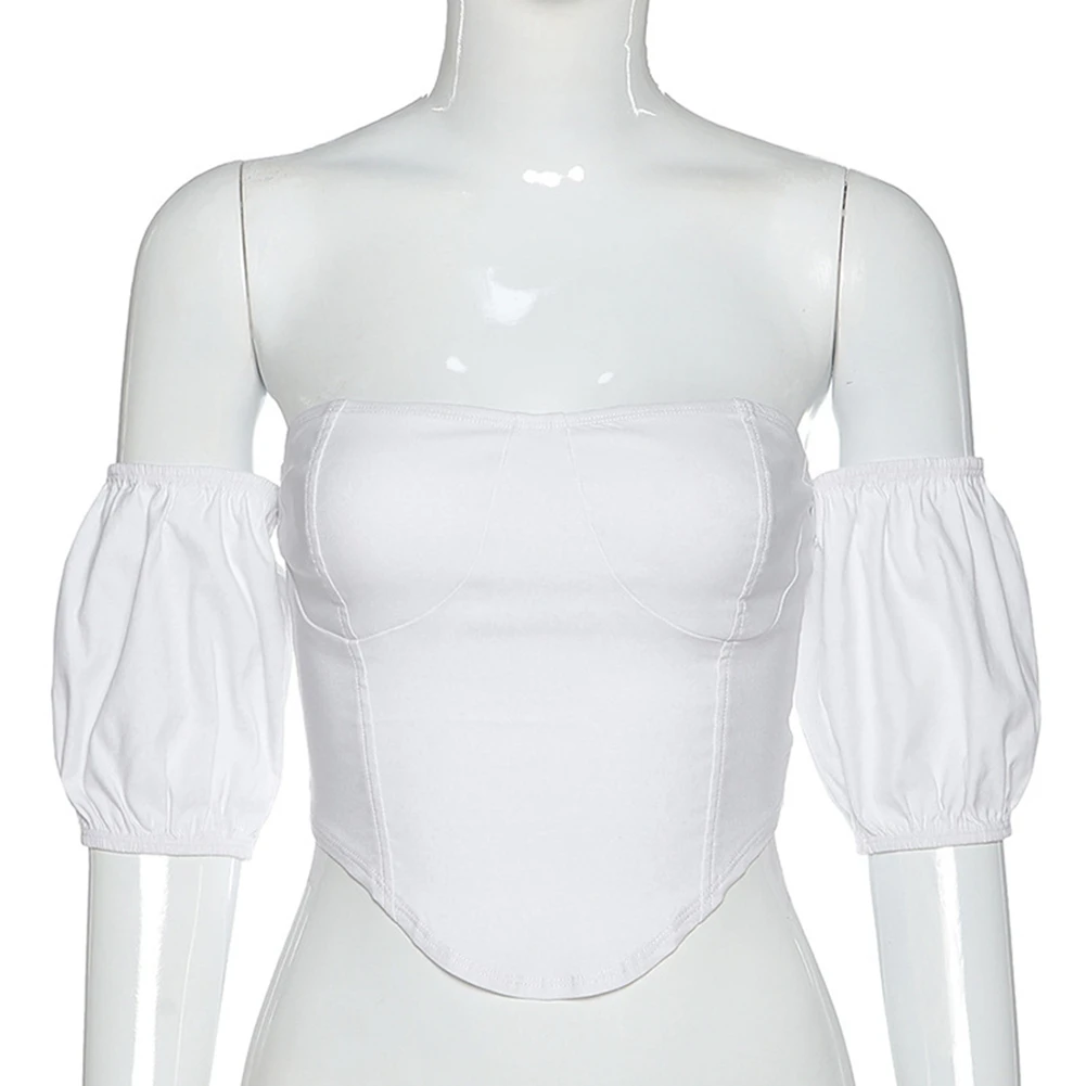 Сексуальная Однотонная рубашка с вырезом лодочкой и коротким рукавом