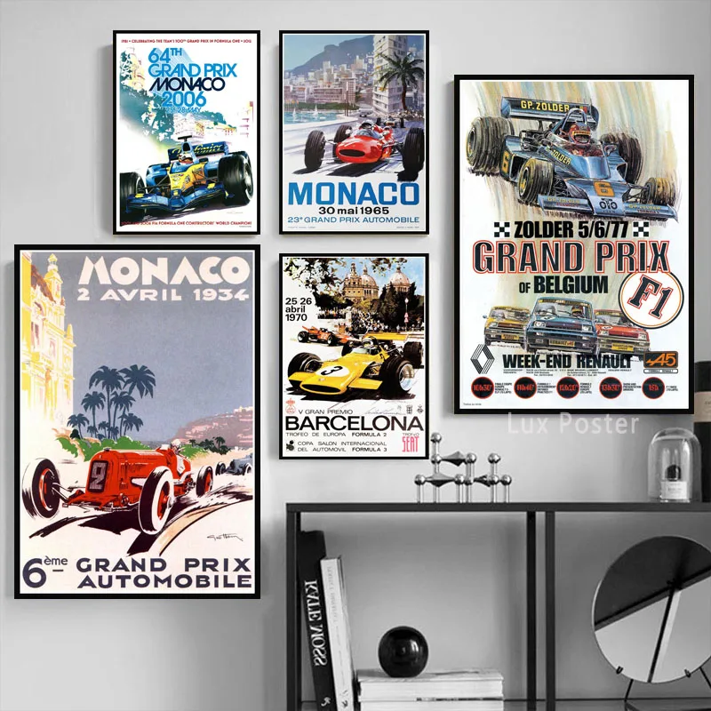 NT072 постер настенный художественный Ретро гоночный автомобиль Grand Prix F1 Monaco 1965 Mai