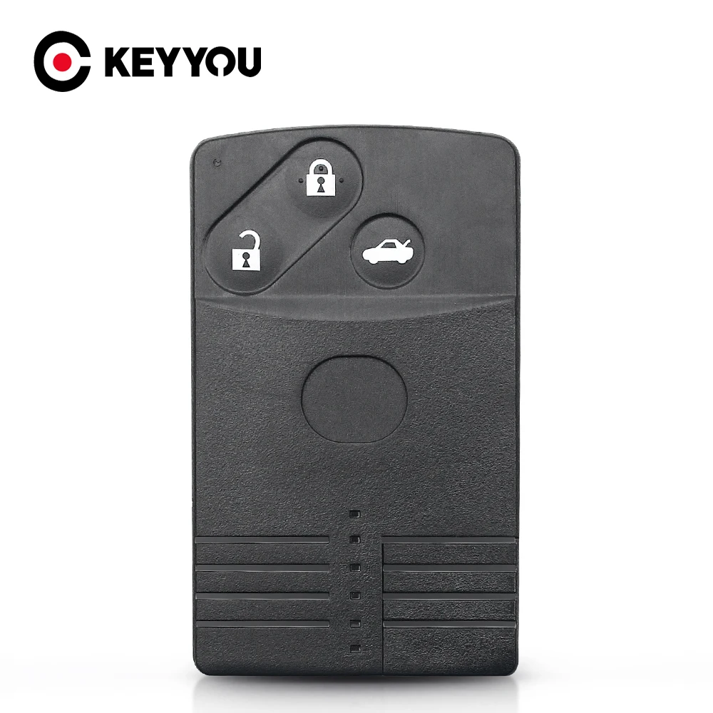 KEYYOU-tarjeta inteligente de 3 botones para coche, carcasa de llave remota Fob para Mazda 5, 6, CX-7, CX-9, RX8, Miata 2004-2009