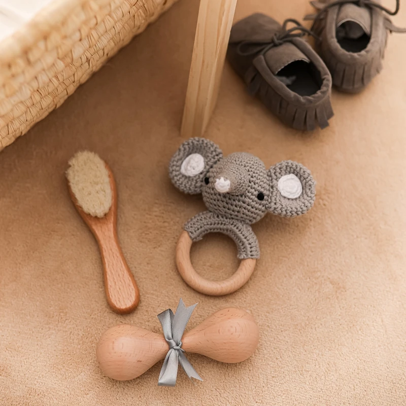 Mordeduras para ni&ntilde;os, 1 Juego de brocha de lana de animales de ganchillo, martillo de arena Musical, regalos para beb&eacute;s, regalo de nacimiento, accesorios de fotograf&iacute;a para reci&eacute;n nacidos-5