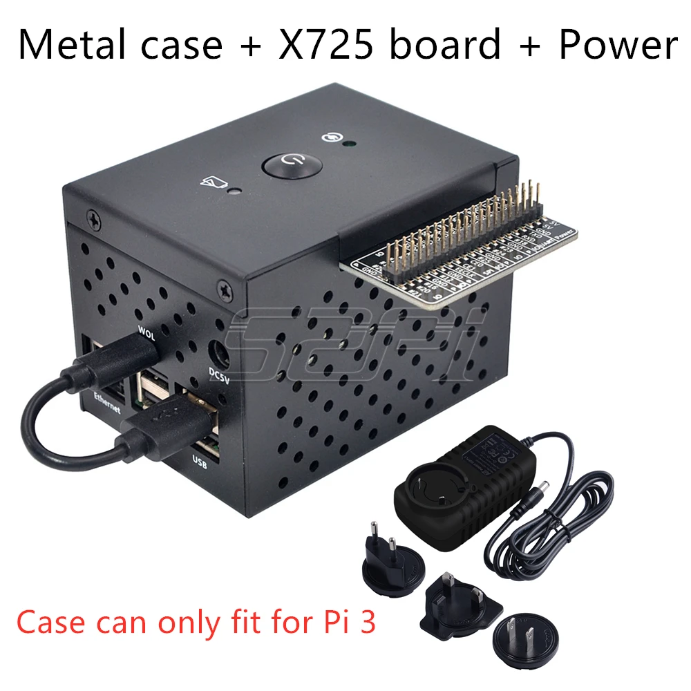 Board Case and Power 52Pi X725 плата управления питанием и UPS шляпа(18650 мощность) безопасное выключение Алюминиевый Чехол Плата расширения для Raspberry Pi 4 B/3B+/3B - Color: Board Case and Power