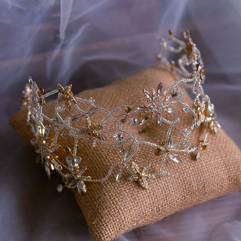 Потрясающая мягкая головная повязка невесты с кристаллами Свадебные тиары