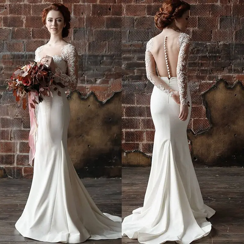 Свадебное платье Boho с длинным рукавом для женщин свадебное цвета слоновой кости