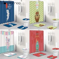 vintage style shower curtain towel bookshelf bear rabbit bathroom shower curtains fabric waterproof polyester bath curtain mat