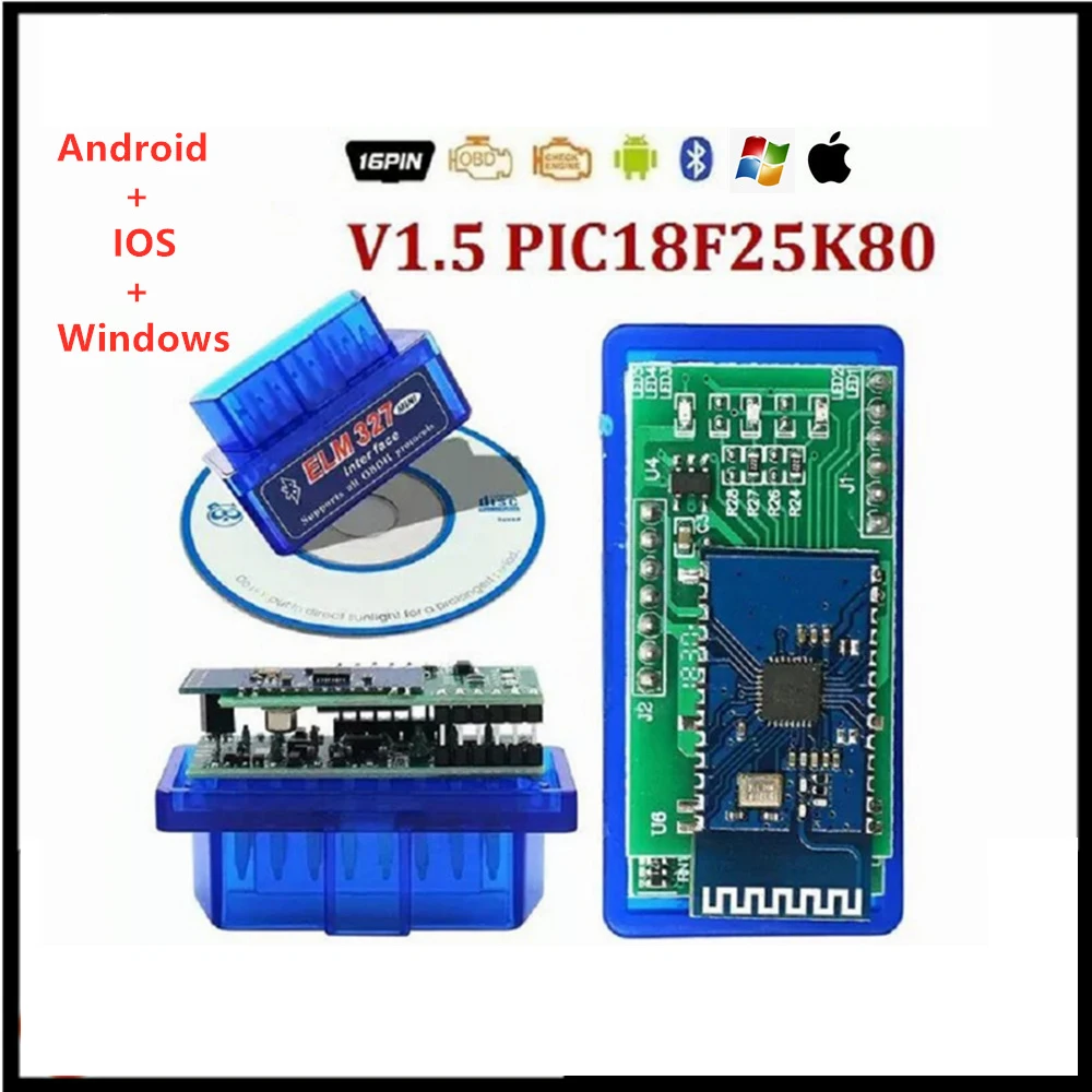 

Dual Double 2PCB PIC18F25K80 Firmware 1.5 ELM327 V1.5 OBD2 BT Diagnostic Interface ELM 327 V1.5 Hardware Support More Car