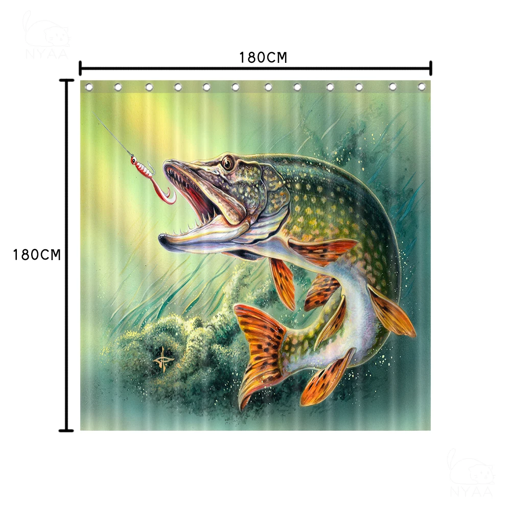 Мяу бас рыбы и удочка Ванная комната комплект с бюстгальтером цвета: зеленый