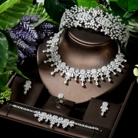 hibride 5pcs big wedding dress accessories jewelry sets necklace earring dubai african cz jewelry sets for dinner party n 1611