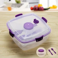 lunch container with salad bowl bpa free plastic double layer separated lunch fruit box with sauce jar and reusable fork spoon