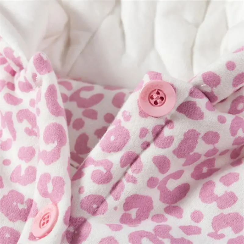 Famuka/осенне зимняя одежда для малышей теплое пальто розового цвета с леопардовым