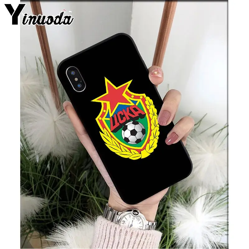 Yinuoda PFC ЦСКА, мягкий черный чехол из ТПУ для телефона iPhone 5 5Sx 6 7 7plus 8 8Plus X XS MAX XR
