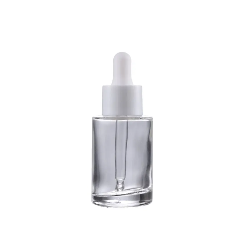 

1 oz 30 ml Clear Transparent Glass Essential Oil Dropper Serum Bottle Concealer With Silver Cover For Skin tone and bright oil