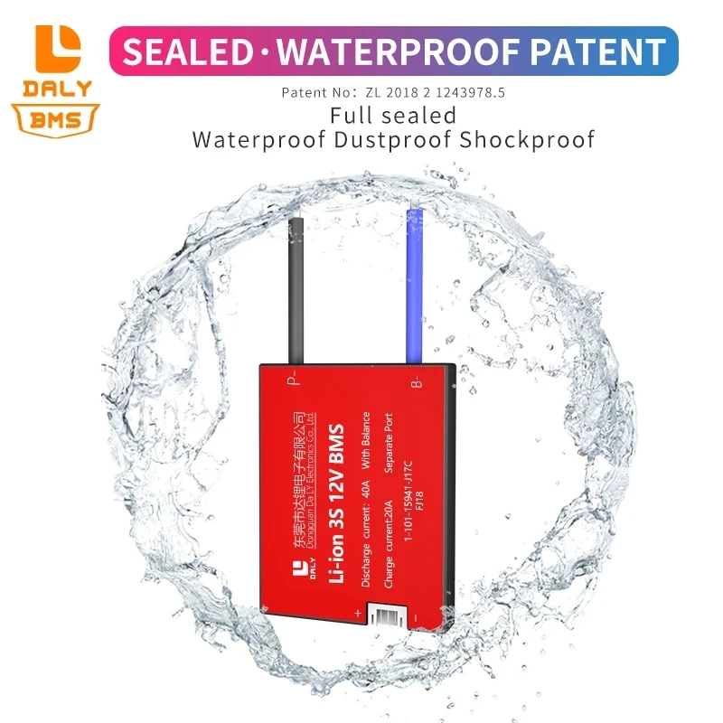 DALY Водонепроницаемый BMS 4S 12В 15А 20А 30А 40А 50А 60А для перезаряжаемой батареи Lifepo4 с тем же портом для литиевой батареи включен.