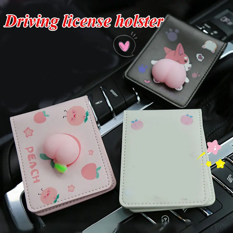 

Cute Driver License Cover Holder Cartoon Car Driving Documents Business ID Pass Certificate Casual Card Folder Wallet