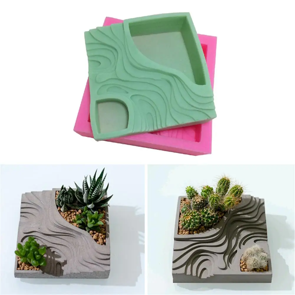 

Succulent Plant Flower Pot Silicone Mold Gypsum Cement Fleshy Flower Bonsai DIY Ashtray Candle Holder Mould Office Home Decor