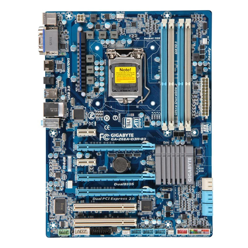 GA-Z68A-D3H-B3  GIGABYTE LGA 1155 Intel Z68   DDR3 32  Core i3 i5 i7  PCI-E 3, 0 HDMI USB3.0 UEFI BIOS