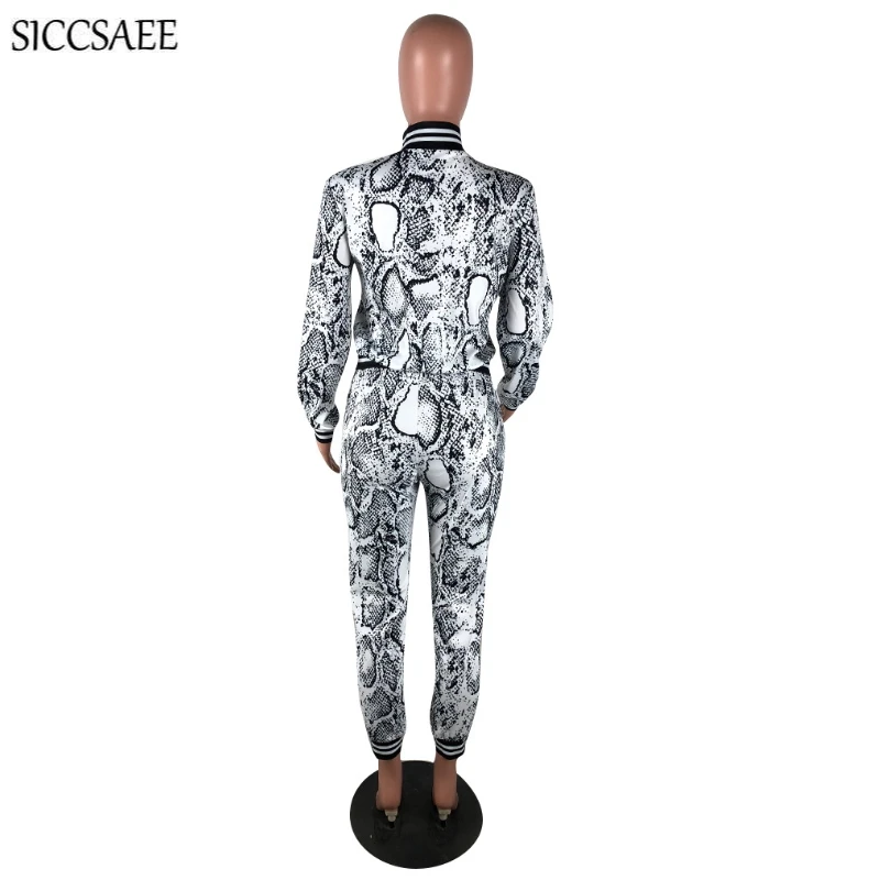 

Serpentine Striped Rib Two Piece Set Cardigan Pants Matching Sets Loose Casual Snake Skin Printed Tracksuit For Women Clothing