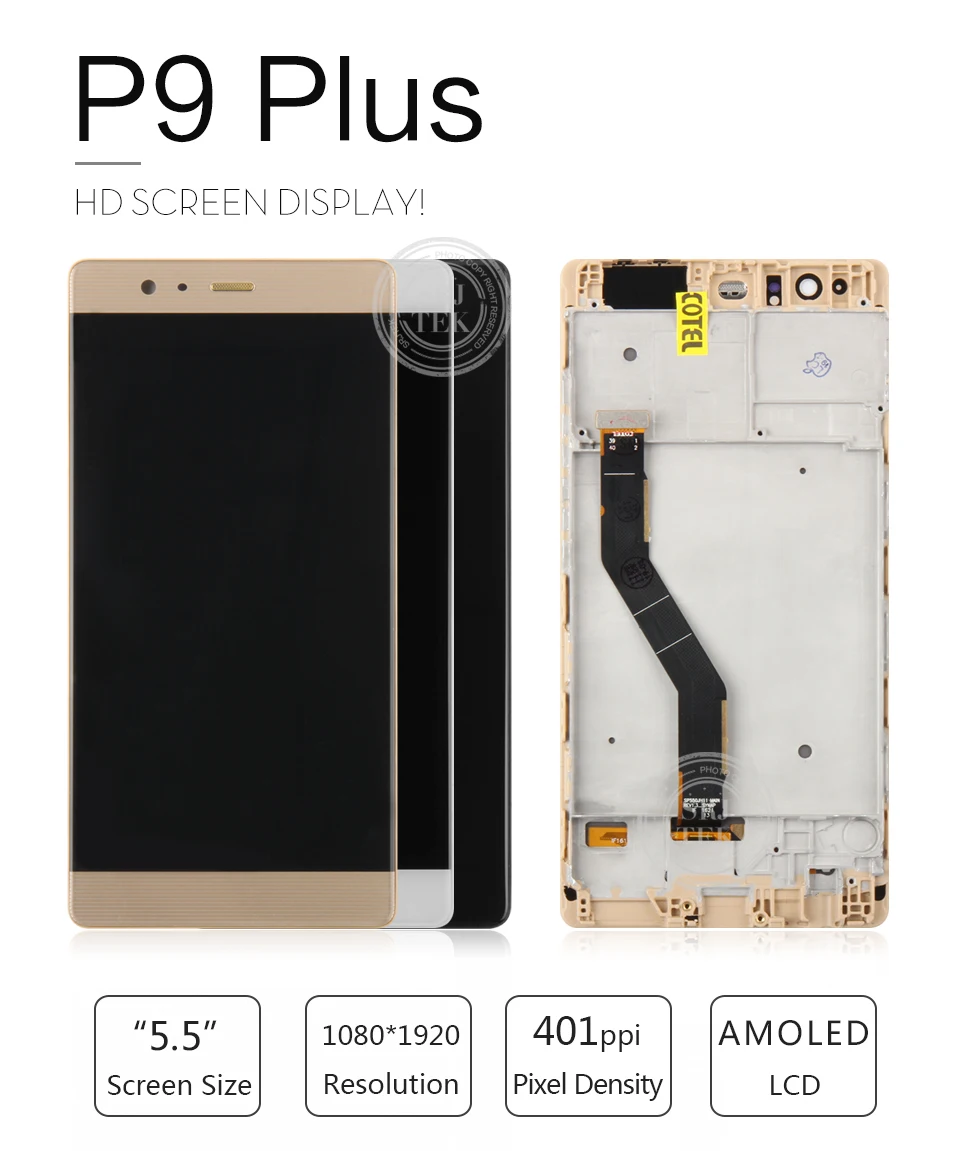 Srjtek 5," для huawei P9 Plus ЖК-дисплей с сенсорным экраном дигитайзер Сенсорное стекло в сборе с рамкой 1920*1080 Для P9 Plus
