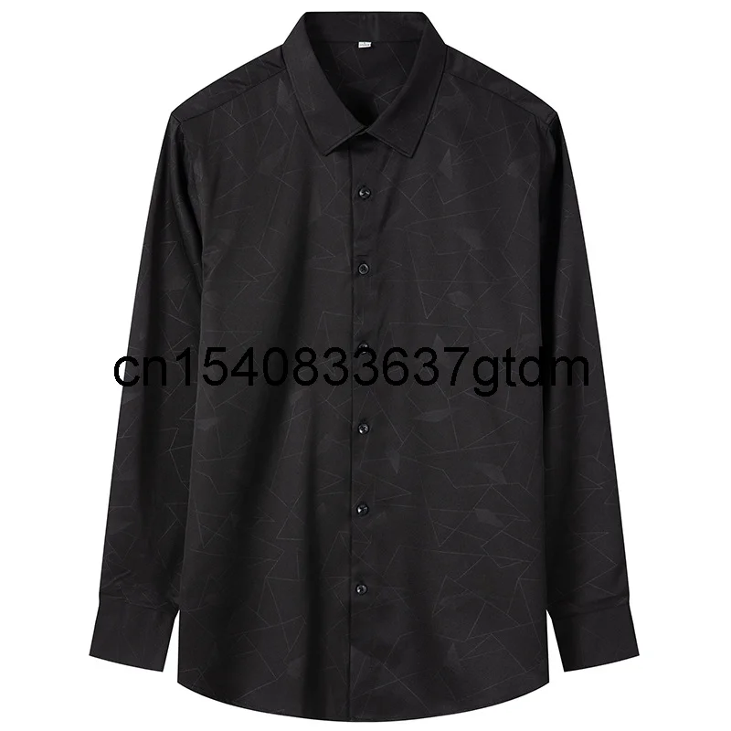 

Fall 2019 men's long sleeve shirt fat plus size fashion shirt men's print Lapel non iron cardigan