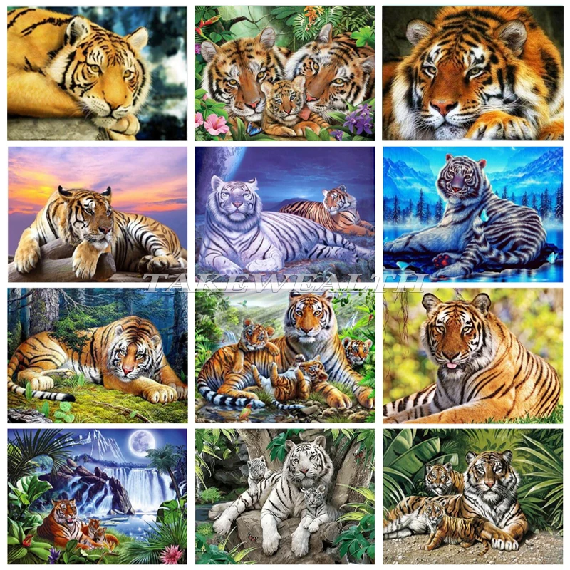 5D DIY Алмазная мозаика тигр картина горный хрусталь Вышивка бисером животное