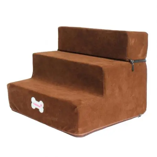 Deep Brown Маленькая кошка собака 3 лестница ступеньки ПЭТ лестницы дышащая сетка складная ПЭТ лестница кровать противоскользящая лестница для лазания товары для домашних животных - Цвет: Deep Brown