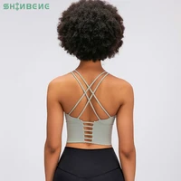 shinbene upated 2 0 gym running crop tops women soft nylon fitness yoga sport bras tops anti sweat padded workout brassiere